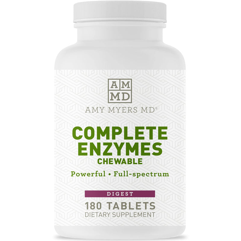 [Australia] - Dr Amy Myers Digestive Enzymes Chewable – Complete Enzymes Support Leaky Gut, Acid Reflux, Gas, Bloating, Gluten Exposure – Amylase, Lipase, Lactase, Alkaline, Protease, Sucrase + More – 180 Tablets 