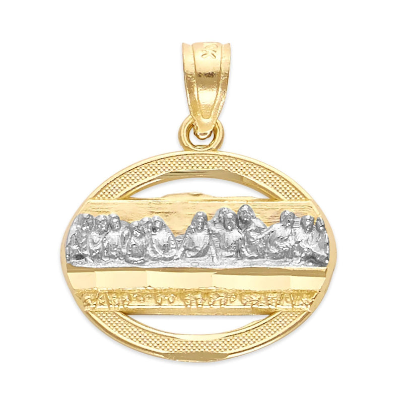 [Australia] - 10k Real Solid Yellow Gold Last Supper Pendant, Dainty Two Tone Religious Charm Jewelry of Christ 