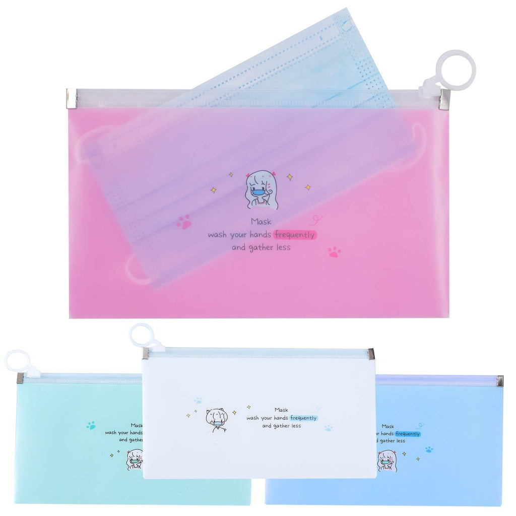 [Australia] - 4PCS Face Cover Organizer Case Zipper Storage Bag Cosmetic Container Portable Face Covers Clips Mini Travel Bags Set of Assorted Colors 