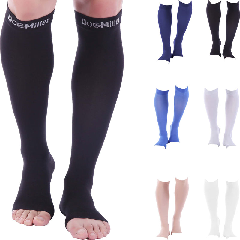 [Australia] - Doc Miller Open Toe Compression Socks 30-40 mmHg 1 Pair Medical Grade Stockings Black XX-Large 