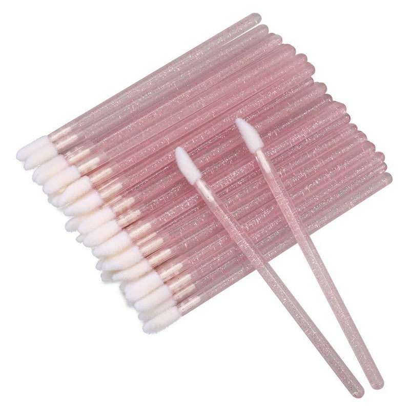 [Australia] - 100PCS Glitter Crystal Lip Brush, Disposable Lip Brushes Lip Gloss Applicators Lipstick Gloss Wands Applicator Perfect Makeup Tool Kits (Pink) Pink 