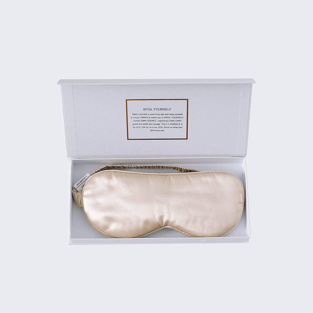 [Australia] - ZIMASILK 100% 22 Momme Pure Mulberry Silk Sleep Mask,Filled with 100% Mulberry Silk，Silk Wrapping Strap- Super Soft & Comfortable Sleep Eye Mask for Sleeping (Beige) Beige 