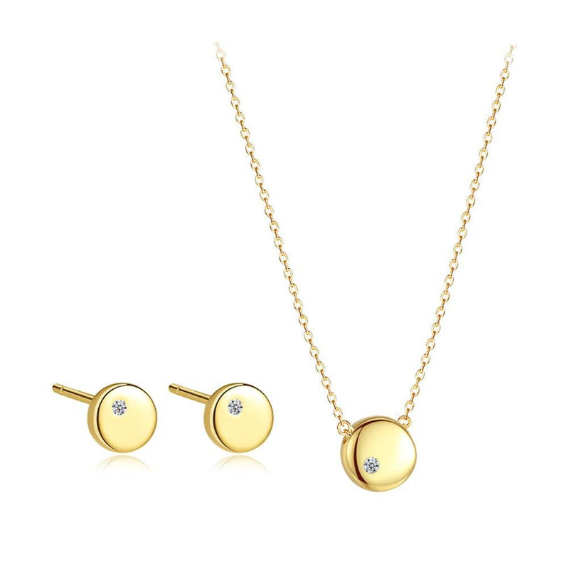 [Australia] - YSOUL Sterling Silver Dot Earrings Necklace Jewelry Set Birthday for Mom Wife Sister Best Friend Gold 