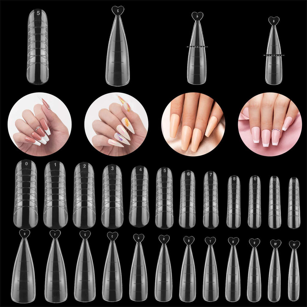 [Australia] - Beetles Poly Extension Gel Dual Nail Form - 120 Pcs Builder Gel Flat Stiletto Nail Molds Coffin False Nail Tips for Gel Manicure Nail Art Design Salon DIY at Home A-Style 