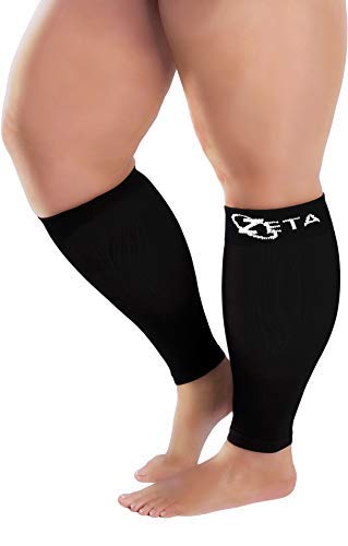 [Australia] - Zeta Sleeve 3XL, Wide Plus Size Calf Compression, Soothing Comfy Gradient Support, Prevents Swelling, Pain, Edema, DVT, Large Cuffs, Stretch to 28 Inches, Unisex (Black) 