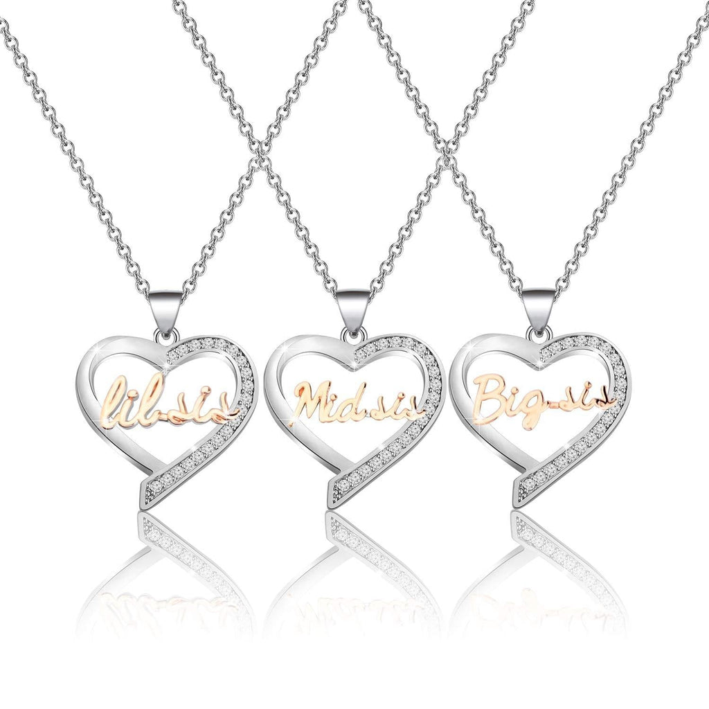 [Australia] - FUSTMW Sisters Gifts The Love Between Sisters is Forever 3 Sisters Keychain Set Gift for Big sis Mid Sis Lil Sister Jewelry 3 sister necklace 