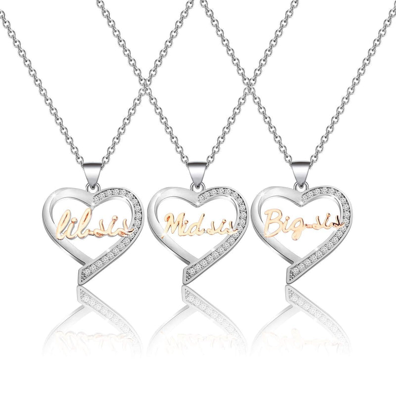 [Australia] - FUSTMW Sisters Gifts The Love Between Sisters is Forever 3 Sisters Keychain Set Gift for Big sis Mid Sis Lil Sister Jewelry 3 sister necklace 