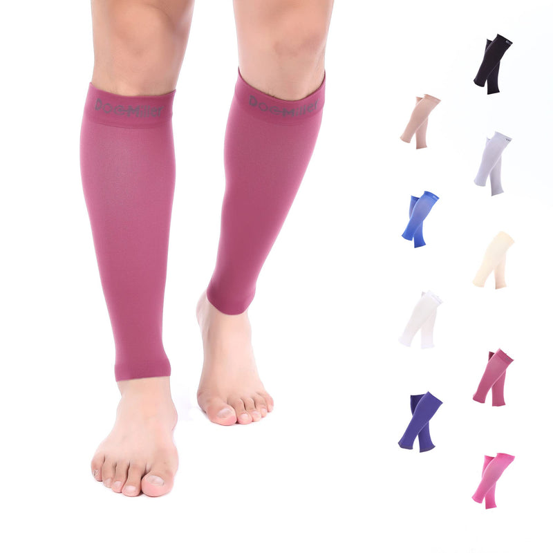 [Australia] - Doc Miller Calf Compression Sleeve Men and Women - 15-20mmHg Shin Splint Compression Sleeve Recover Varicose Veins, Torn Calf and Pain Relief - 1 Pair Calf Sleeves Maroon Color - Medium Size 