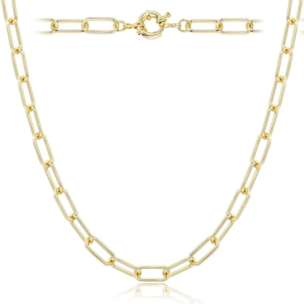 [Australia] - Paperclip Necklace,14K Gold Plated Oval Dainty Choker Chain Link Necklace for Women Girls 