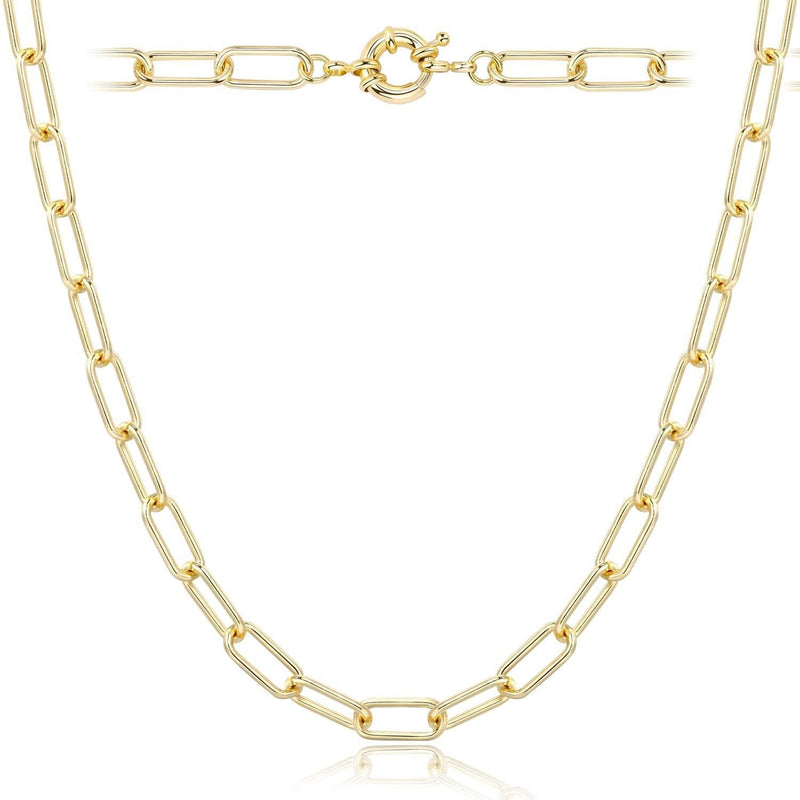 [Australia] - Paperclip Necklace,14K Gold Plated Oval Dainty Choker Chain Link Necklace for Women Girls 