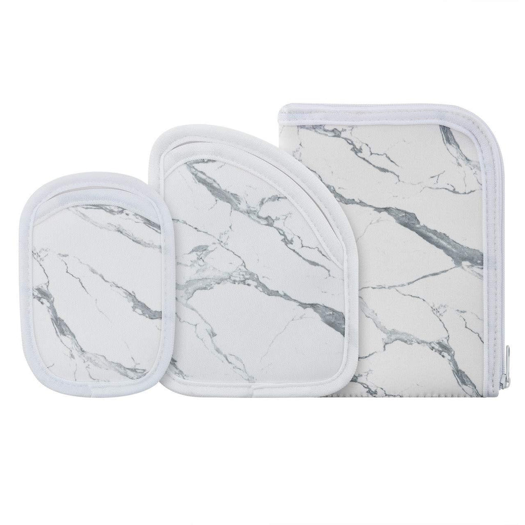[Australia] - Beautyflier Pack of 3 Face Scarf Neoprene Storage Bag Portable Mask Storage Pounch Windproof Scarf Organizer Dustproof Storage Bag (White) White 