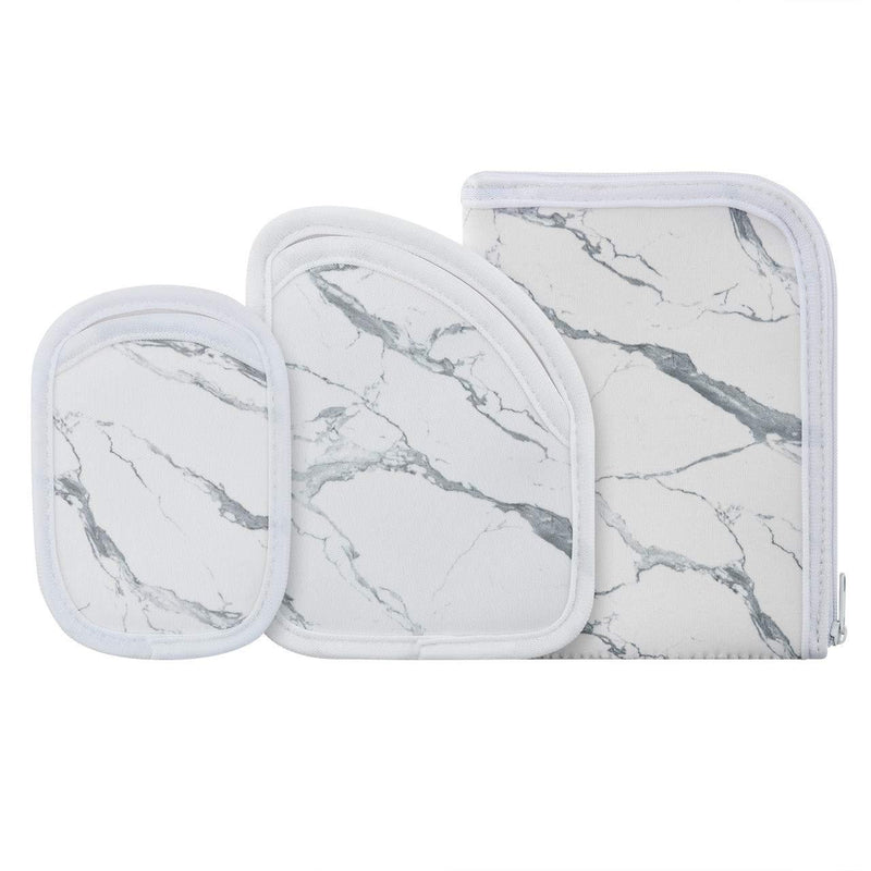 [Australia] - Beautyflier Pack of 3 Face Scarf Neoprene Storage Bag Portable Mask Storage Pounch Windproof Scarf Organizer Dustproof Storage Bag (White) White 