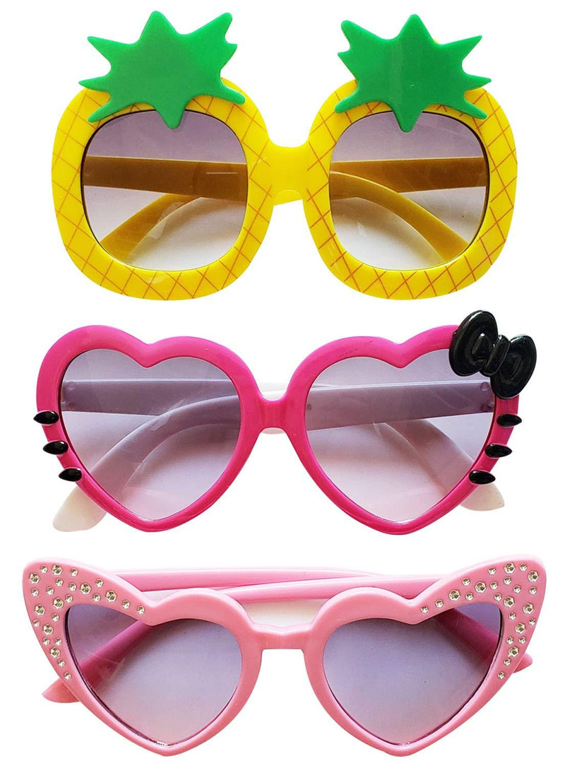 [Australia] - Kids Children Trendy Pineapple Cat Heart Shaped Sunglasses for Toddler Girls Color 1 