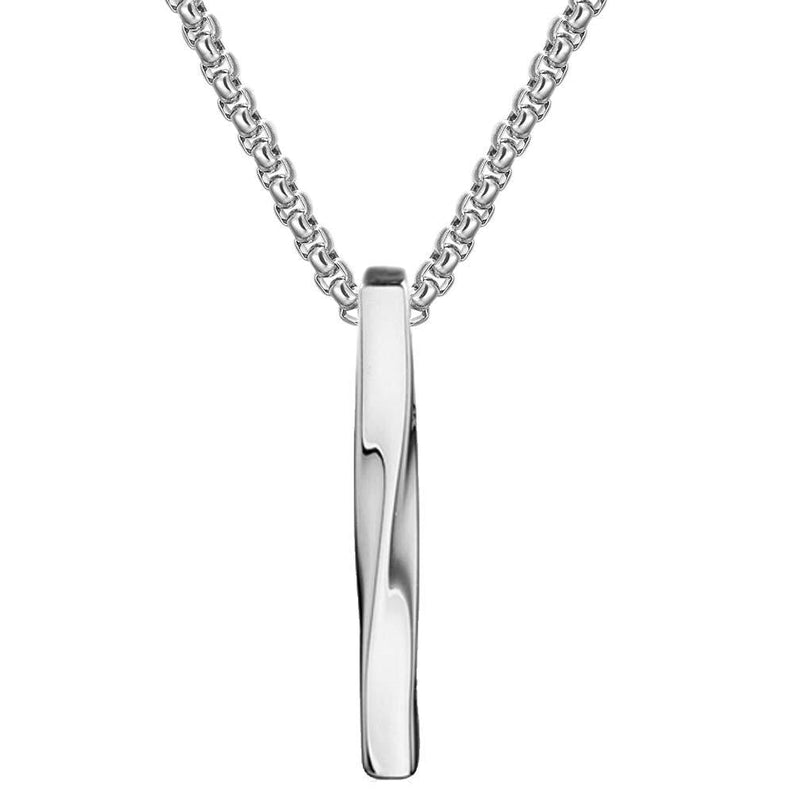 [Australia] - Heavstjer Fashion Stainless Steel Twisted Bar Pendant Stick Necklace,22inches Link Chain Steel Bar 