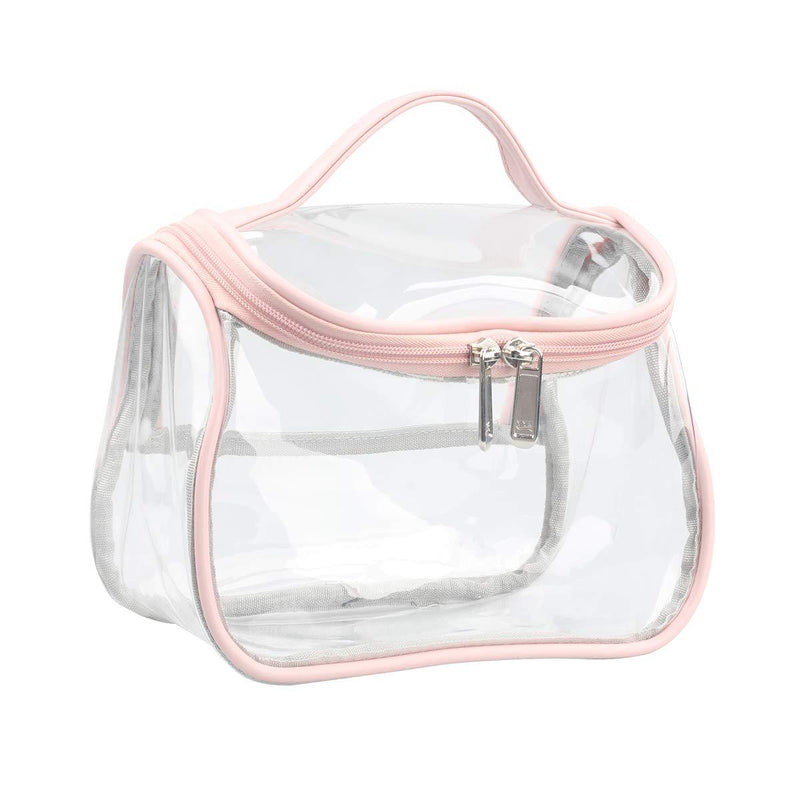 [Australia] - Heavy Duty Clear Cosmetic Bag Waterproof Transparent Travel Makeup Toiletry Organizer Bag (Pink) Pink 