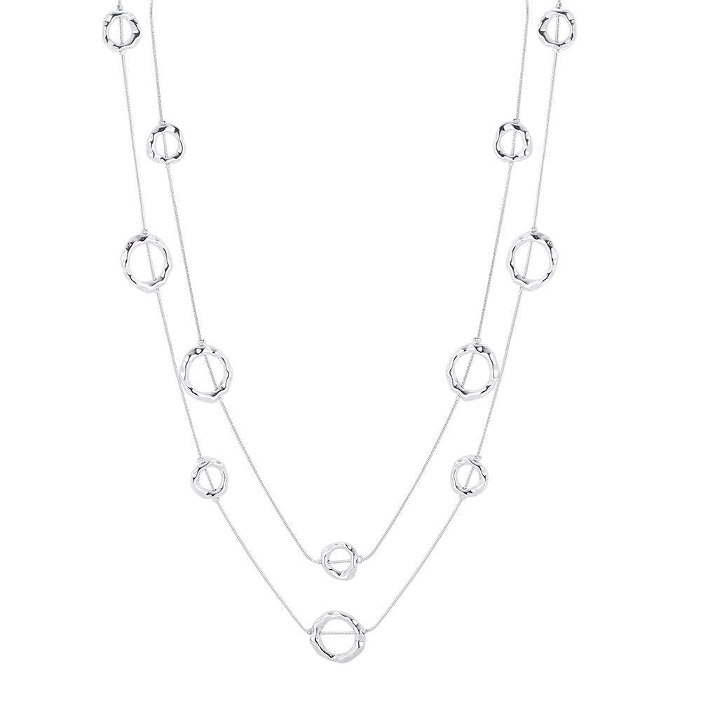 [Australia] - Silver Long Necklaces for Women Fashion Double Layered Sweater Chain Y Necklace for Girls with Gifts Box 