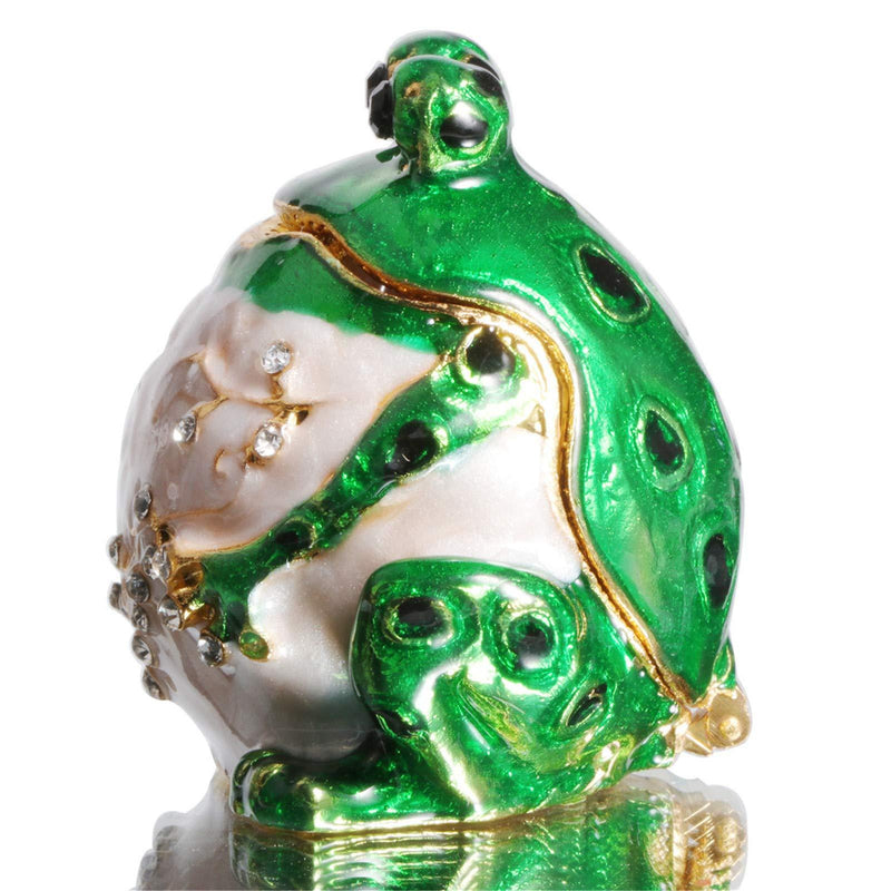 [Australia] - Waltz&F Round Frog Hinged Trinket Box Bejeweled Hand-Painted Ring Holder Animal Collectible Figurine Decoration 