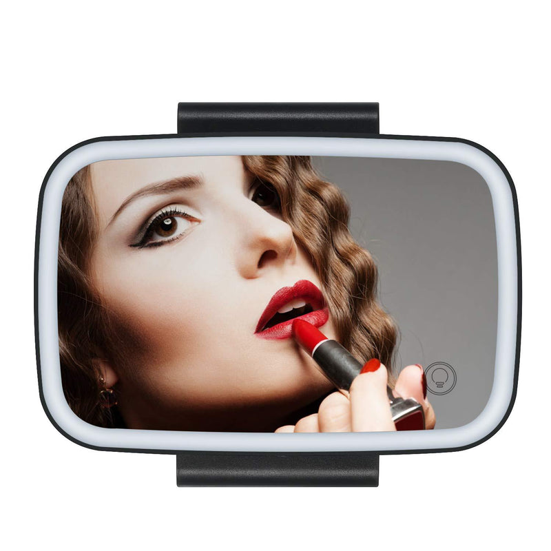 [Australia] - GoolRC Car Sun Visor Mirror with LED Lights Makeup Sun-Shading Cosmetic Mirror Adjustable Vanity Mirror Clip on Automobile Touch Screen Make Up Mirror Black 