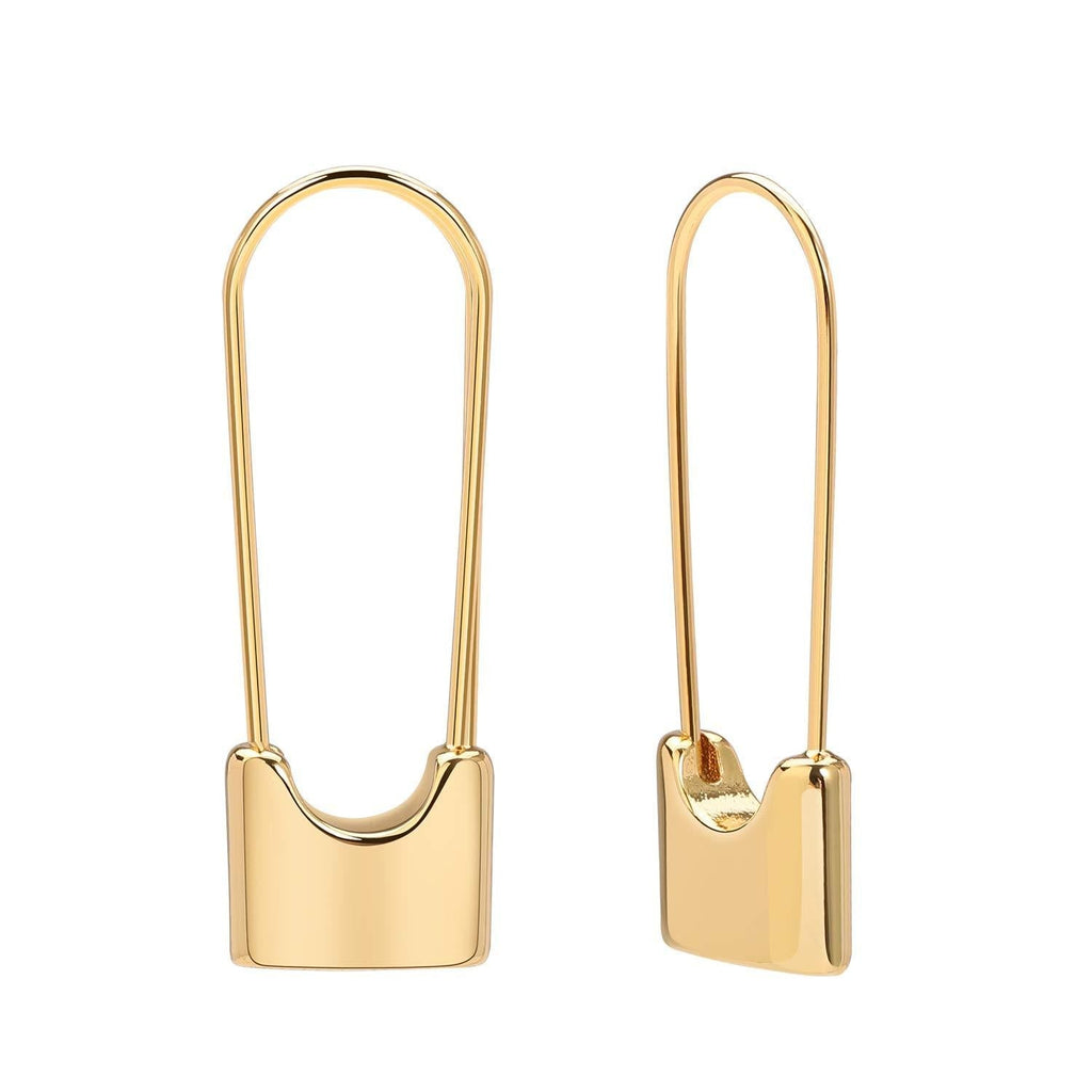 [Australia] - Safety Pin Hoop Earrings Minimalist Cartilage Earrings Personalized Jewelry Gift for Women 05 Lock-Gold 