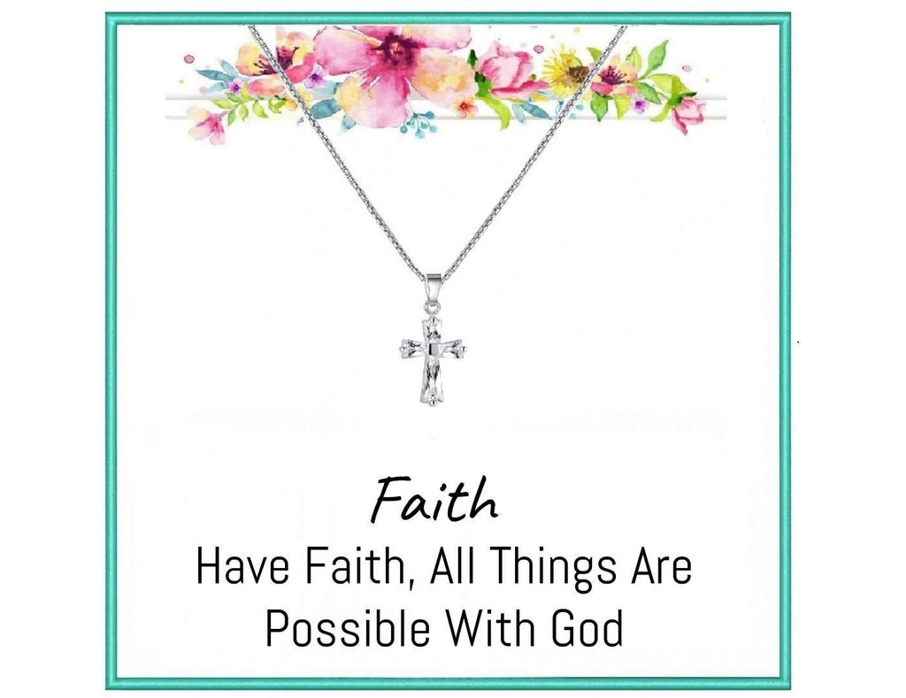 [Australia] - Onepurposegifts Christian Faith Cross Necklace for Women and Girls Christian gifts, First Communion, Confirmation, Baptism Cross S1 