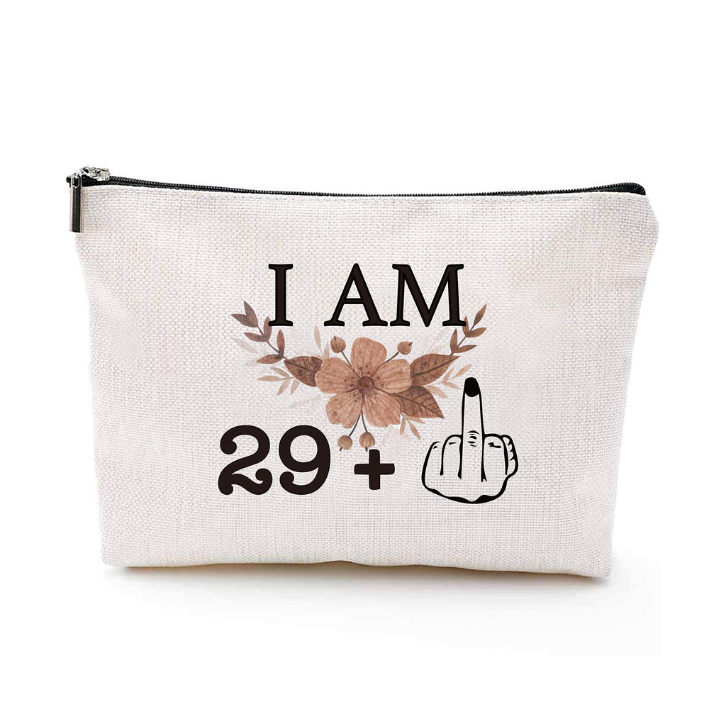 [Australia] - YouFangworkshop Funny Humorous I'm 29+1 Cotton Canvas Makeup Bag, 30th Birthday Travel Portable Makeup Pouch Birthday Present Ideas for Her Coworker Friend Sister 