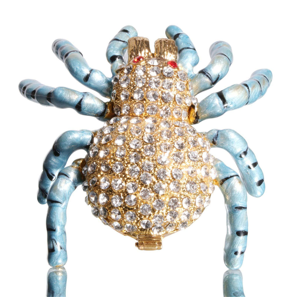 [Australia] - Waltz&F Diamond Spider Hinged Trinket Box Bejeweled Hand-Painted Ring Holder Animal Collectible Figurine Decoration 