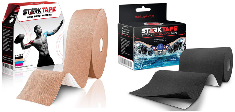 [Australia] - Starktape Kinesiology Tape - Professional 2 Pack Bulk Physio Rolls Sports Tapes for Sensitive Skin. K Physical Therapy Tape for Knee, Shoulder, Ankle, Wrist, Foot, Back Injury Muscle Pain aid 