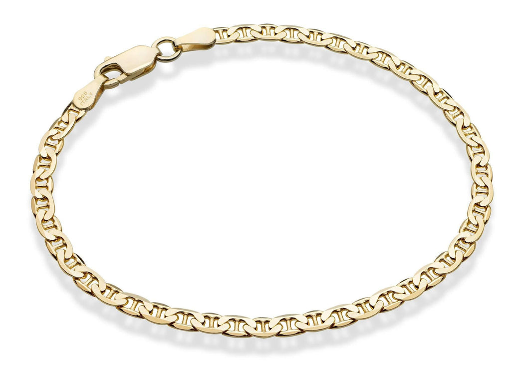[Australia] - Miabella 18K Gold Over Sterling Silver Italian 3mm, 4mm Solid Diamond-Cut Mariner Link Chain Bracelet for Men Women, 6.5, 7, 7.5, 8 Inch Made in Italy 6.5 Inches 