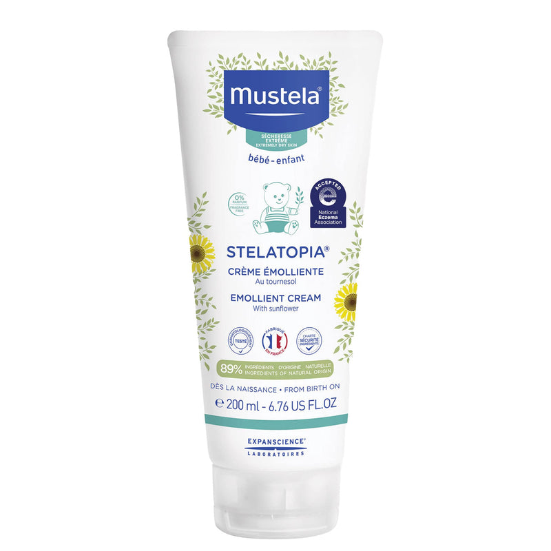 [Australia] - Mustela Stelatopia Eczema-Prone Skin Emollient Baby Cream - Moisturizing Body Lotion with Natural Avocado & Sunflower Oil - Fragrance-Free - 6.76 fl. oz. 