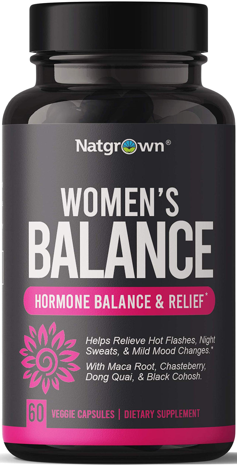 [Australia] - Hormone Balance for Women PMS & Menopause Relief Supplement for Fertility, Hormonal & Menstrual Support - Helps Relief Hot Flashes - Maca Root, Vitex, Dong Quai & Black Cohosh Complex - Vegan Capsules 60 Count (Pack of 1) 
