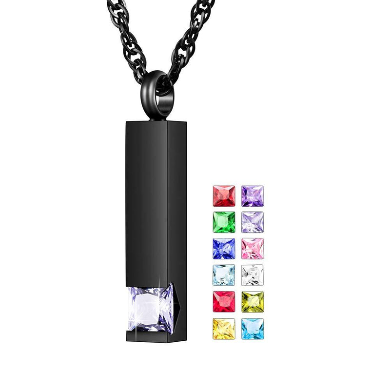 [Australia] - Urn Necklaces for Human Ashes Birthstone Cube Cremation Jewelry Stainless Steel with Zircon Memorial Keepsake Ashes Jewelry JUNE 