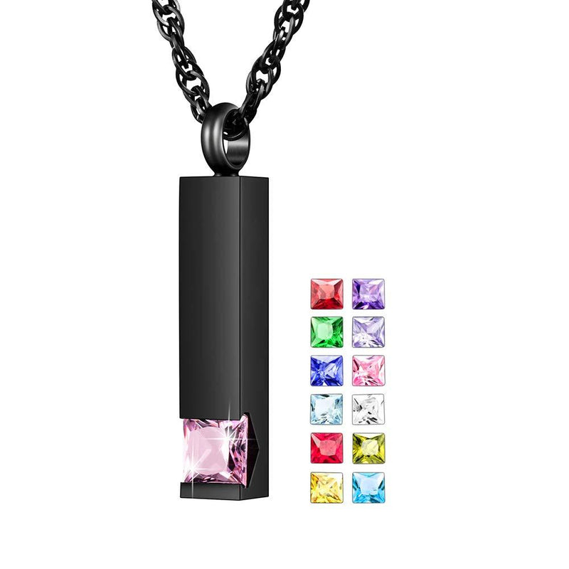 [Australia] - Urn Necklaces for Human Ashes Birthstone Cube Cremation Jewelry Stainless Steel with Zircon Memorial Keepsake Ashes Jewelry October 