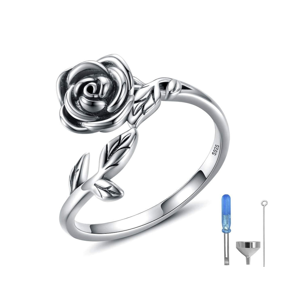 [Australia] - MANBU Rose Cremation Urn Jewelry for Ashes - 925 Sterling Silver Memorial Keepsake Ring Bracelet Necklace Gift for Women, Bereavement Gift for A Loss of The Loved One Antique ring 