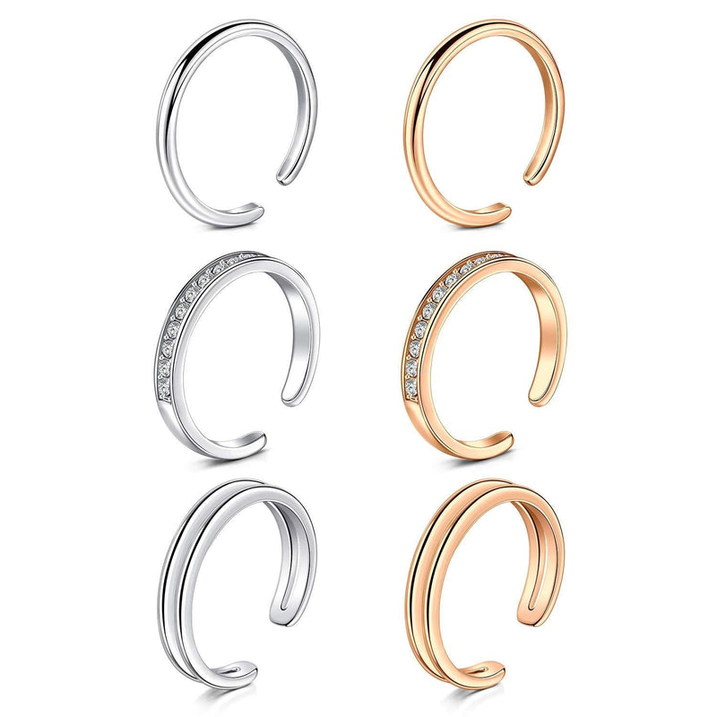 [Australia] - MODRSA Toe Rings for Women Silver Rose Gold Toe Rings and Anklets for Women Toe Ring Adjustable Knuckle Ring Flower Toe Rings Women Toe Ring for Summer Sandals Women's Anklets Rose Gold A1 - 3 style -Mix color 