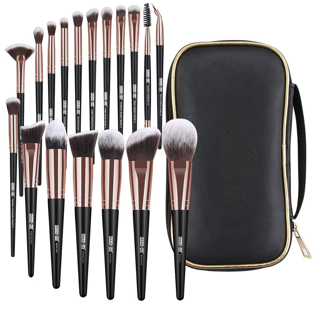 [Australia] - Makeup Brushes, 18 Pcs Professional Premium Synthetic Makeup Brush Set with Case, Foundation Kabuki Eye Travel Make up Brushes sets (Black Gold) BlackGold 