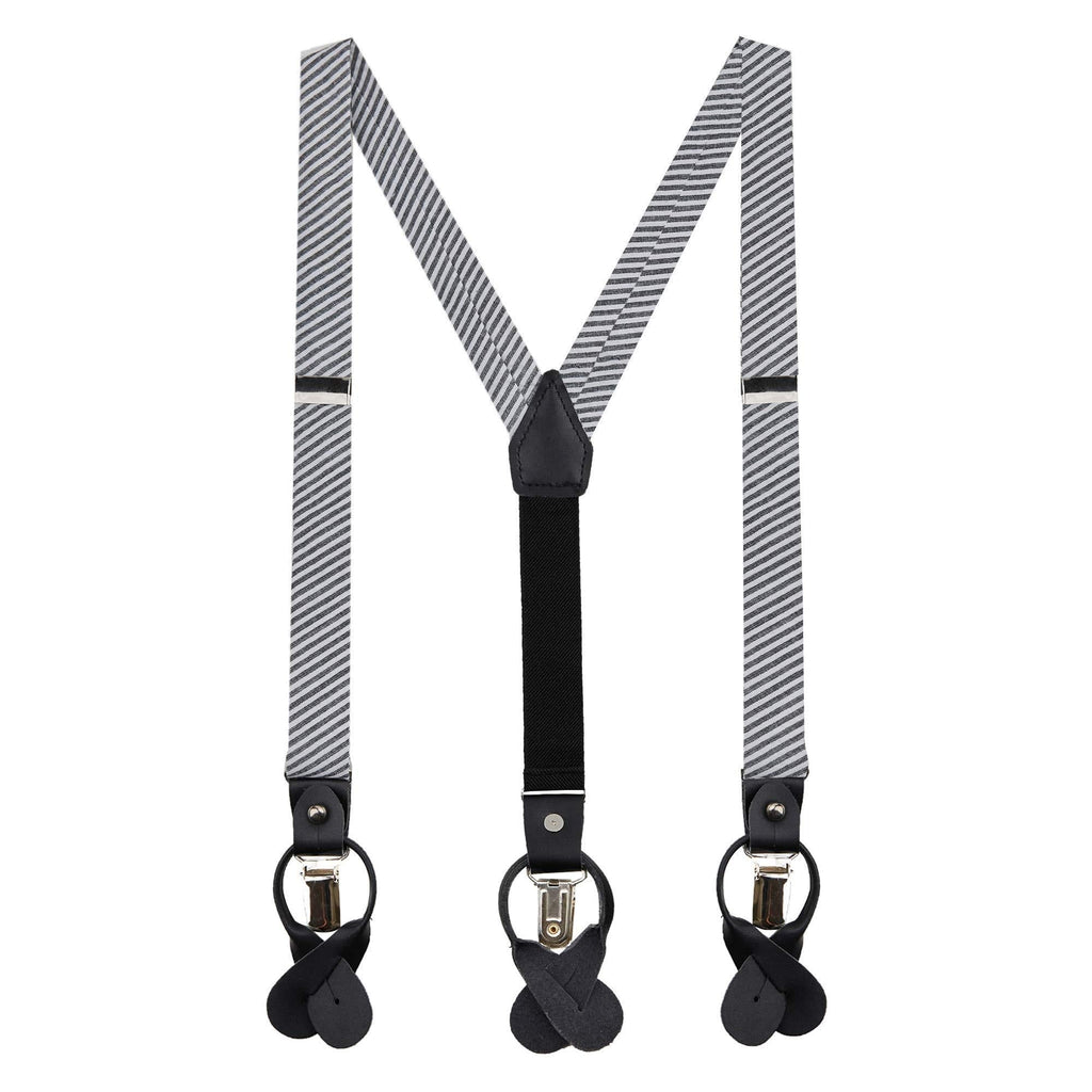 [Australia] - Jacob Alexander Boys' Seersucker Striped Pattern Suspenders Black 