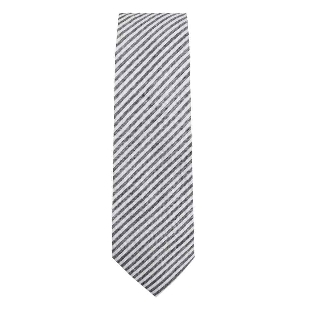[Australia] - Jacob Alexander Men's Seersucker Striped Pattern Slim Neck Tie Black 