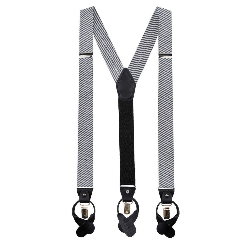 [Australia] - Jacob Alexander Men's Seersucker Striped Pattern Suspenders Black 