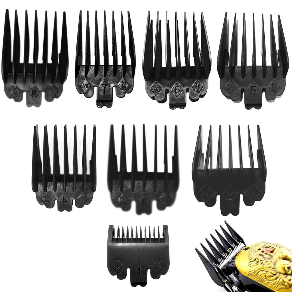 [Australia] - 8 PCS 8 Length Professional Hair Clipper Guide Combs, Replacement Guards Set, Attachment Guide Combs, Great Fits for All Full-Size Wahl Clippers/Trimmers(Black) 