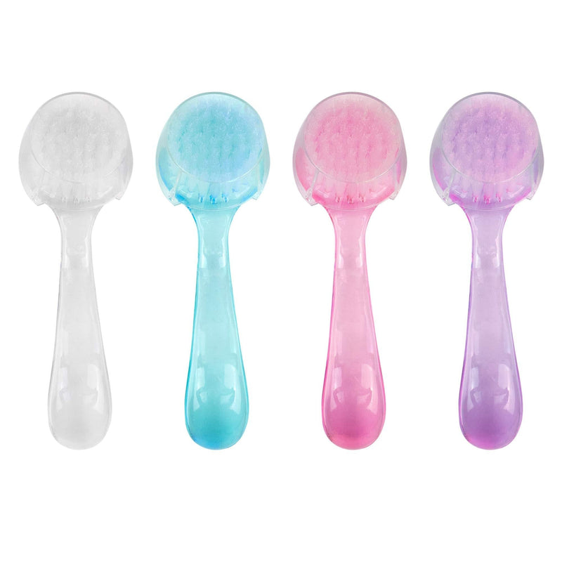 [Australia] - AUEAR, 4 Pack Face Brush for Cleansing and Exfoliating Facial Cleaning Brush with Cap for Women and Girls Wash Makeup Massaging 