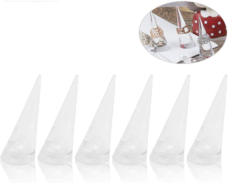 [Australia] - AUEAR, 6 Pack Acrylic Jewelry Ring Display Stand Clear Cone Ring Holder for Jewelry Ring Wedding Ring 