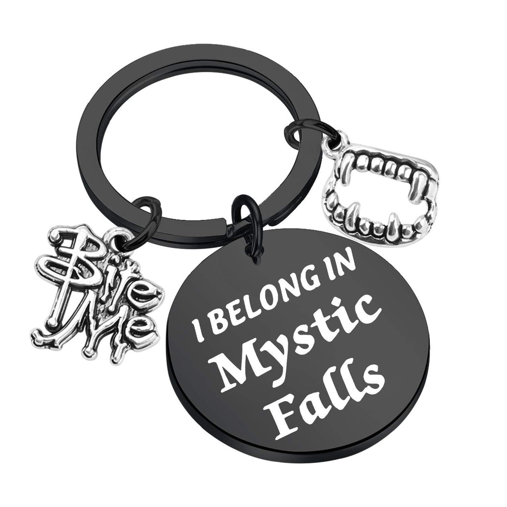 [Australia] - CHOORO The Vampire Diaries Inspired Jewelry Vampire Diaries Gift I Belong in Mystic Falls Keychain Vampire Diaries Tv Show Inspired mystic falls keychain black 