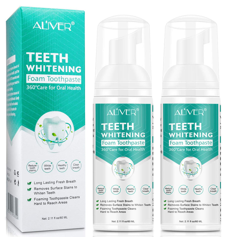 [Australia] - Teeth Whitening Toothpaste, 2 Pack Citrus Baking Soda Toothpaste, Foam Whitening Toothpaste, Ultra-fine Mousse Foam Deeply Cleaning Gums, Stain Removal, Natural Mouth Wash Water Mint 2.11 Fl Oz (Pack of 2) 