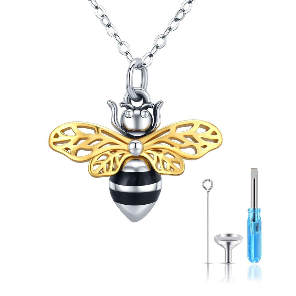 [Australia] - Cremation Jewelry TRISHULA 925 Sterling Silver Bee Pendant Urn necklaces for Women gold 