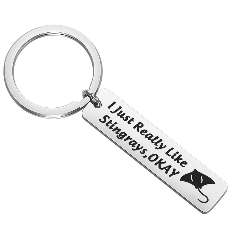 [Australia] - BEKECH Stingrays Keychain I Just Really Like Stingrays Okay Stingrays Jewelry Manta Ray Keychain Ocean Sea Jewelry Ocean Style Key Ring Gift for Stingrays Lovers stringray bar 