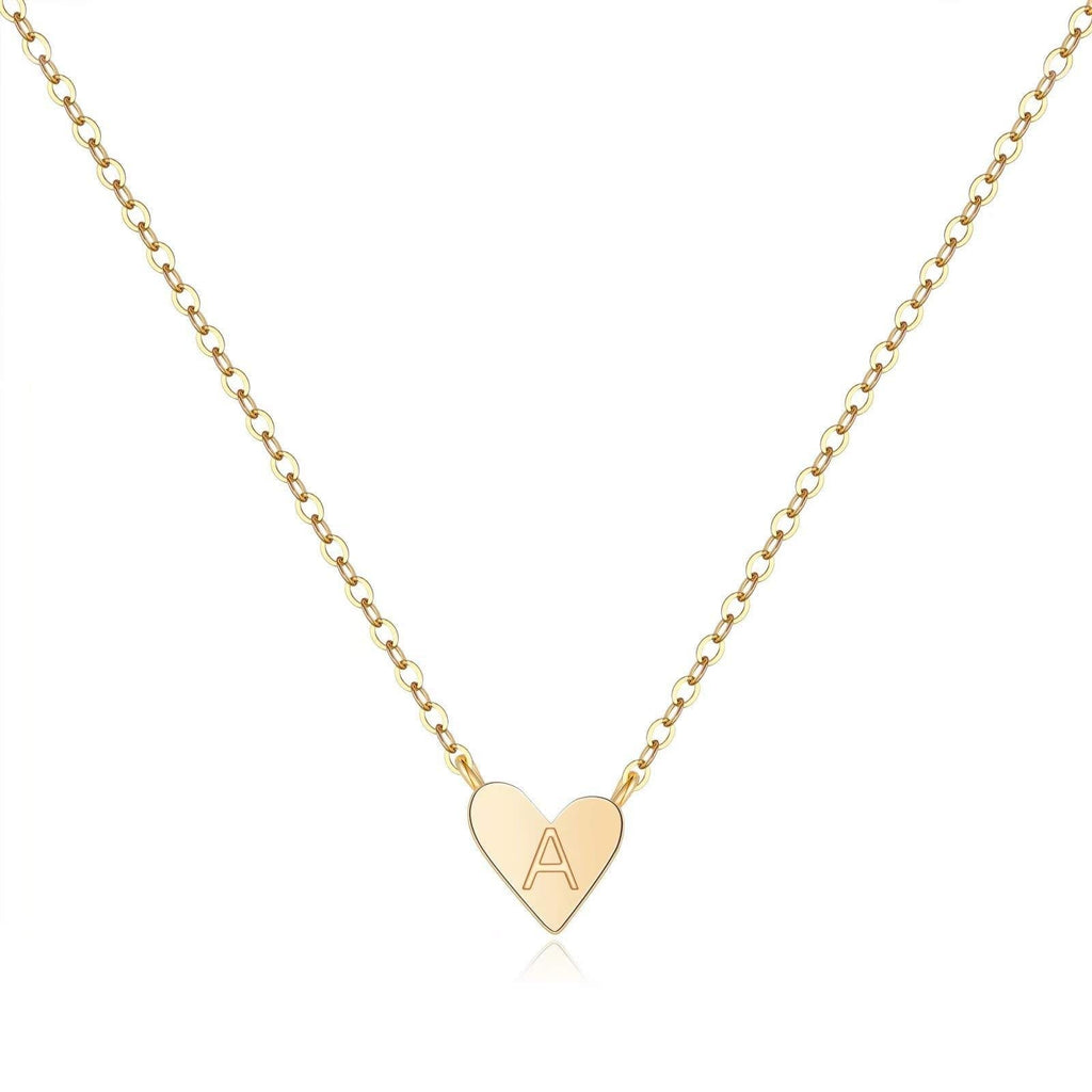 [Australia] - MONOOC Gold Initial Heart Necklace, 14K Gold Plated Dainty Tiny Kids Jewelry for Girls Small Letter Heart Toddler Necklace Baby Initial Jewelry for Little Girls Children A-Gold 