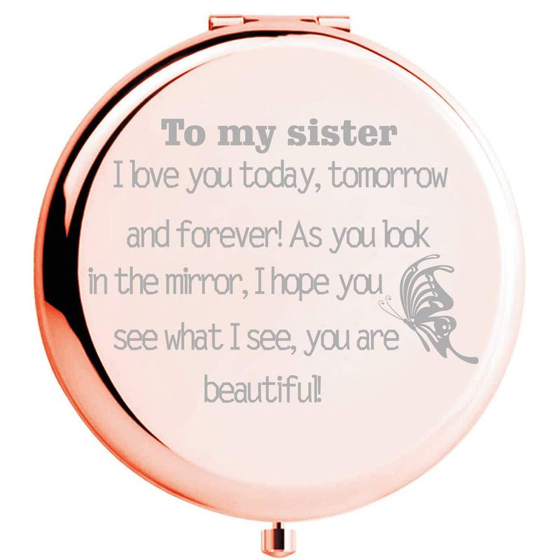 [Australia] - Sister Gifts from Sister Brother, Sisters Birthday Gift Ideas, for Girls Women, Great Gifts for Mothers Day, Graduation Present for Her I Love You Today, Tomorrow Makeup Mirror 