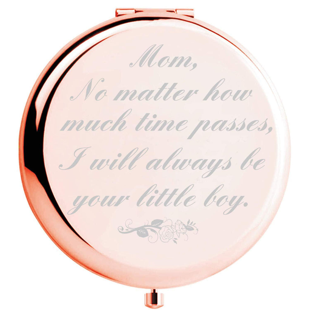 [Australia] - Fnbgl Mother of Bride Gifts from Son I Will Always Be Your Little Boy Engraved Compact Travel Mirrors Mom Gifts from Son, Mother Gifts from Son Unique Mothers Day Present Idea for Her 