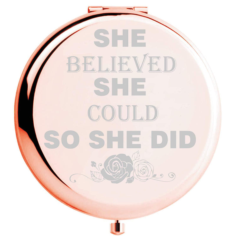 [Australia] - Fnbgl Personalized Travel Pocket Makeup Mirror She Believed She Could Funny Gifts for Birthday, Friendship, Retirement, Divorce, Coworker Leaving, for Women, Friends, Sister, Wife, Mom 