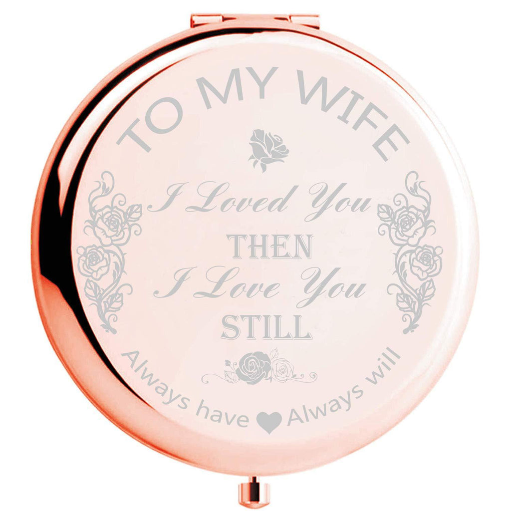 [Australia] - Fnbgl Lover Gifts To My Wife I Loved You Then I Love You Still Engraved Compact Travel Mirrors for Wife Women Sister Friends Birthday Valentine Anniversary Christmas 